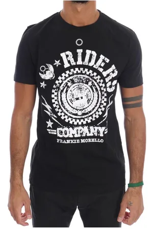 FRANKIE MORELLO Zwart Katoenen Riders T-shirt Met Ronde Hals