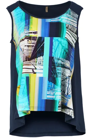 Conquista Print Detail Stretch Jersey Mouwloze Top