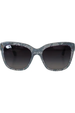 Dolce & Gabbana Prachtig Italiaans vakmanschap: Blue Lace Rectangle Zonnebril