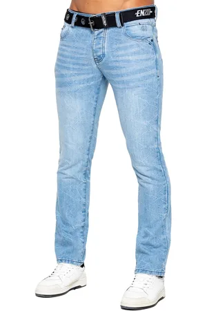 Enzo Heren Denim Straight Fit Jeans - Lichtblauw