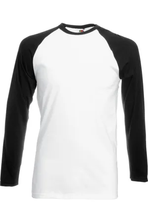 Fruit Of The Loom Heren baseballshirt met lange mouwen (Wit/Zwart)