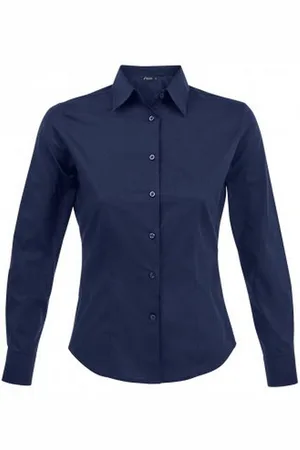 Sols Dames/dames Eden Long Sleeve Fitted Work Shirt (Donkerblauw)