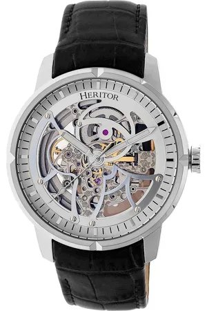 heritor automatic Heritor automatisch Ryder-skelethorloge met leren band