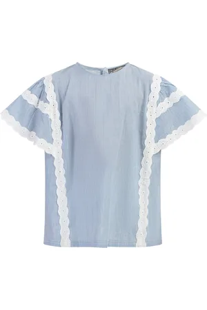 Dreimaster Blouse shirt Meisje Lichtblauwe dunne strepen
