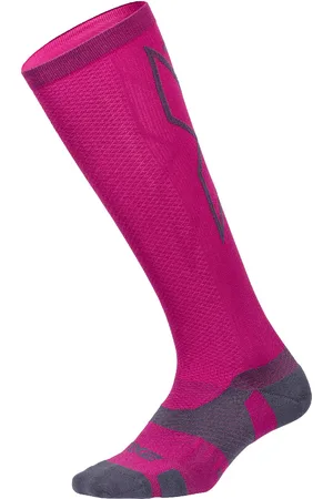 2XU Light Cushion Full Herensokken Hot Pink/Grey Lengte