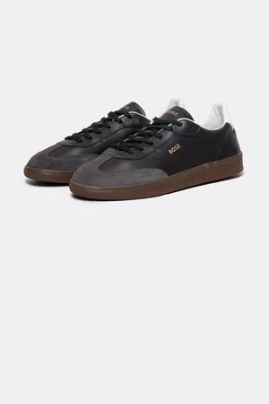 HUGO BOSS Brandon heren schoenen van leer en suède met in reliëf aangebrachte logo