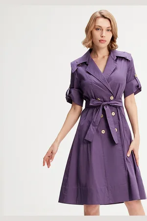 Smart & Joy Katoenen trench-coat jurk