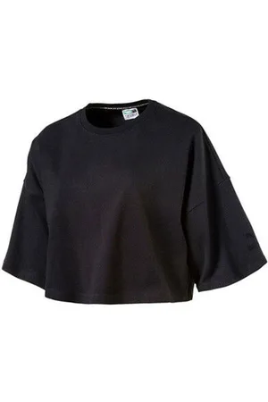PUMA Korte mouwen Crew Neck Dames Katoenen Crop Top 573154 01 DD31