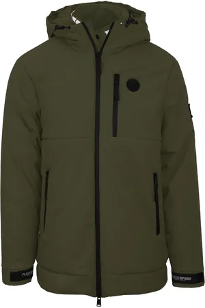 Philipp Plein Padded Small Circular Logo Branded Green Jacket