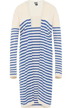Dreimaster Vest Dames Wol Wit Blauw