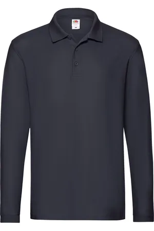Fruit Of The Loom Heren Premium Pique Poloshirt met lange mouwen (Deep Navy)