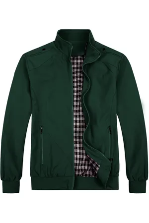 Allthemen Heren Bomberjack met opstaande kraag, overgangsjack voor de herfst, casual sportjack Groente