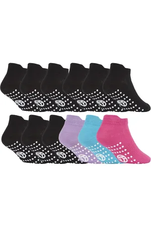 Sock Snob 12 Paar Meisjes Gymsokken met Grips | Enkelsokken met Antislipzool - / Zwart