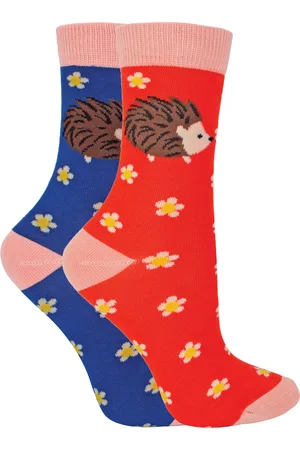 Miss Sparrow Set van 2 sokken met dierenprint voor meisjes | | Casual grappig patroon crew bamboe sokken | Grappige nieuwe sokken voor kinderen - Egels