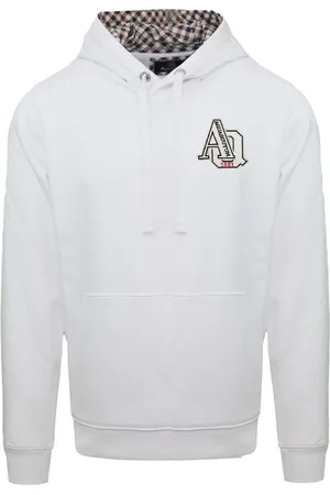 Aquascutum AQ 1851 Patch Logo White Hoodie