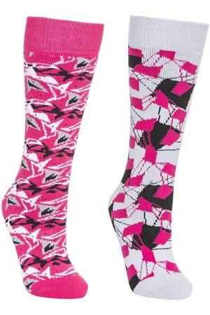 Trespass Kinderen/Kinderen Rockies Skisokken (Pakket van 2) (Platina/roze Dame)
