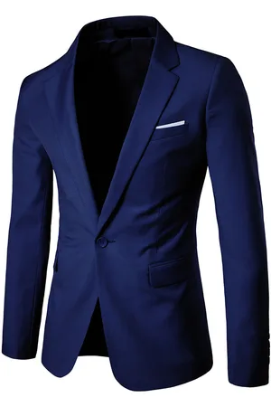 Allthemen Marineblauwe casual blazer, slim-fit zakelijke blazer