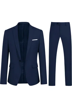 Allthemen Marineblauw 2-delig slim-fit pak
