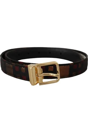 Dolce & Gabbana Lederen Jacquard Gouden Metalen Gespriem