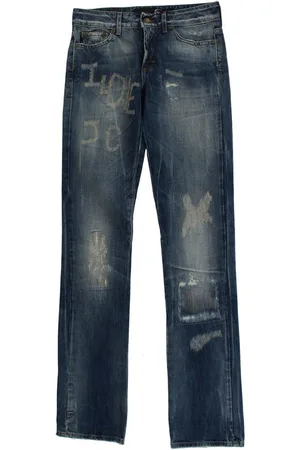 Roberto Cavalli Gescheurde Katoenen Straight Fit Jeans