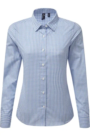 Premier Dames/Dames Maxton Gingham Shirt Met Lange Mouwen (Lichtblauw/Wit)