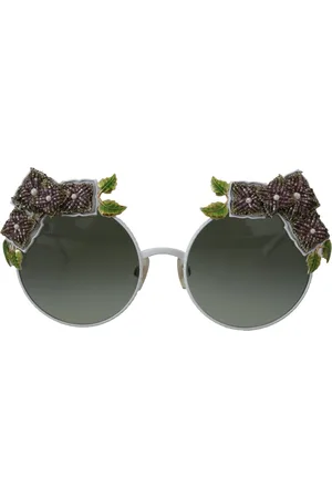 Dolce & Gabbana Bloemen verfraaid metalen montuur ronde zonnebril