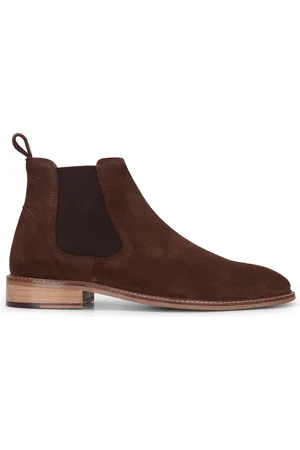 London Brogues Heren Bruine Suède Leren Slip-On Chelsea Enkellaarsjes