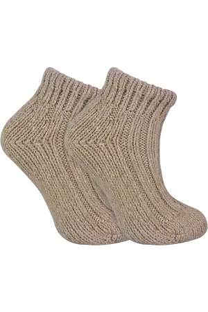 Sock Snob Dames DikkeKnit Wool Blend Enkellaars Sokken - Haver