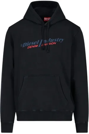 Diesel Zwarte hoodie met Industry Denim Division-logo