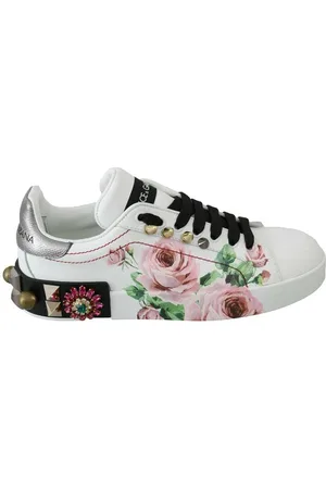 Dolce & Gabbana Leren Sneakers Met Bloemen