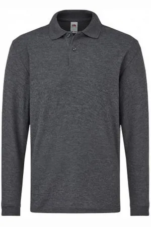 Fruit Of The Loom Kinderen/Kinderen Lange Mouw Pique Polo Shirt (Donkere Heide)