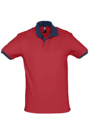 Sols Prins Unisex Contrast Pique Korte Mouw Katoenen Poloshirt ( /Franse marine)