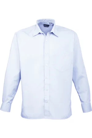 Premier Heren Poplin Formeel Overhemd Met Lange Mouwen (Lichtblauw)