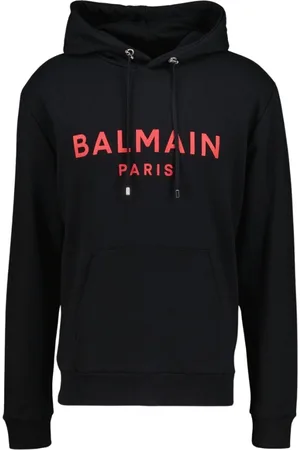 Balmain Paris rode klassieke logo zwarte hoodie