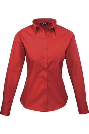 Premier Dames/Dames Popeline Blouse met Lange Mouwen