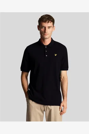 Lyle & Scott Zwart poloshirt met getextureerde tip
