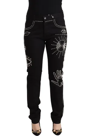 VALENTINO Verfraaide Katoenen Slim Fit Jeans