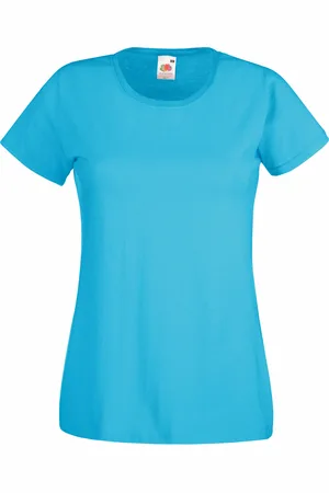 Fruit Of The Loom Dames/vrouwen Lady-Fit Valueweight Short Sleeve T-Shirt (Pak van 5) (Azuurblauw)