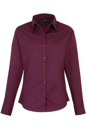 Premier Dames/Dames Shirt Met Lange Mouwen (Aubergine)
