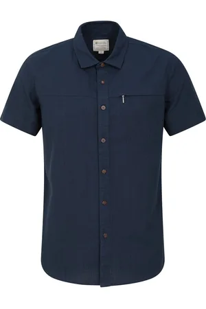 Mountain Warehouse Heren Kokosnoot Slub Overhemd met Korte Mouwen (Donkerblauw)
