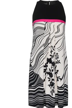 Conquista Zwarte jersey jurk met A-lijn en print
