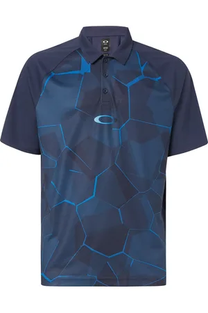 Oakley Mouw Kraag Heren Blauw Spiegel Golf Grafisch Polo Shirt 434430 6FB
