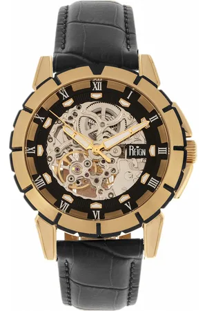 Reign Philippe automatisch skelet horloge met leren band
