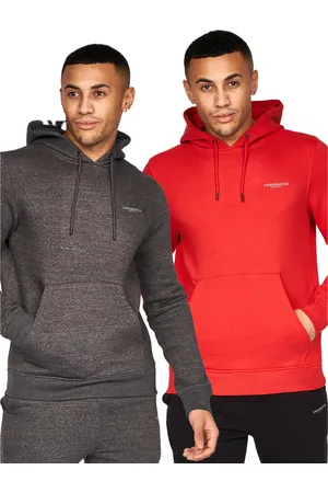Crosshatch Heren Traymax Oversized Hoodie (Pack of 2) ( /Charcoal)