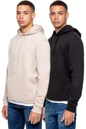 Enzo Kruze | 2-Pack Heren Pullover Hoodie - ZWART/KLEI