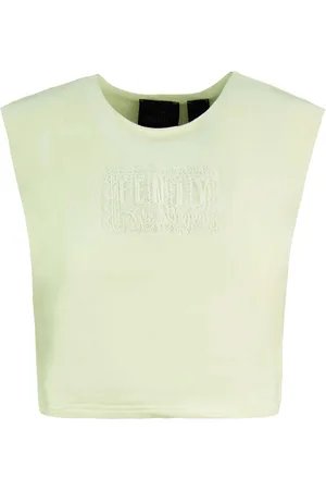 PUMA X Rihanna Fenty Mouwloze Cropped Crew Neck Top Vanille Dames 574749 01