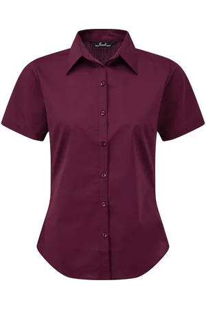 Premier Popeline blouse met korte mouwen / Gewoon werkoverhemd (Aubergine)