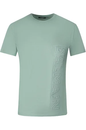 Balmain Brand Embossed Logo Green T-Shirt