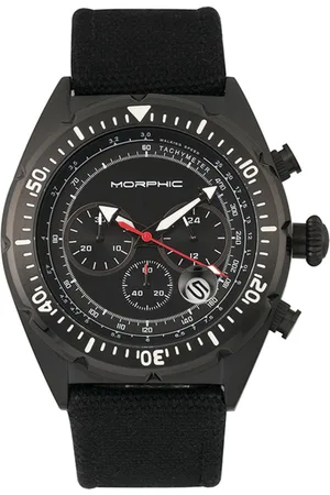 Morphic M53-serie chronograaf vezelgeweven lederen band horloge met datum