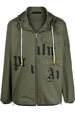 Palm Angels Gebroken gotisch logo groene jas